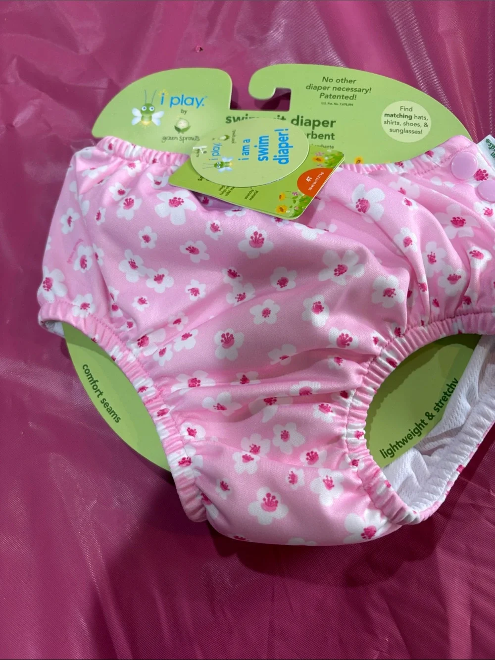 i play. Pink Floral Swim Diaper Cover